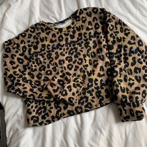 Zara leopard cropped sweatshirt